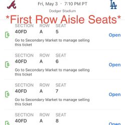 5/3 Dodgers Vs Braves (Avoid 20% StubHub Fees)