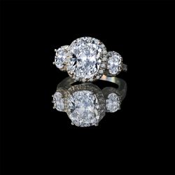 .75 CT. intensely Radiant cushion Diamond Veneer w/Halo settings set in Sterling Silver Ring 635R207
