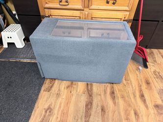 2 Blue Fabric side table with storage drawer