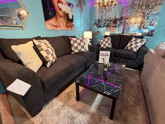 Dark Charcoal Sofa and Loveseat Set