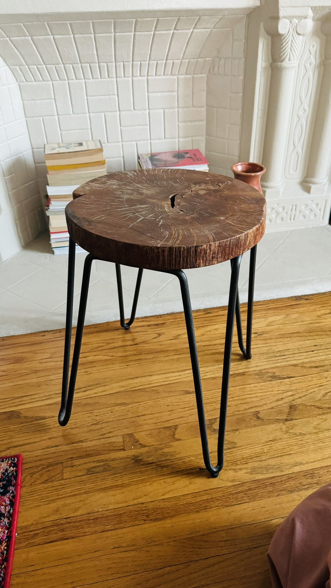 Crate & Barrel Wood Stool / Small Table