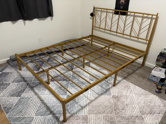 Queen bed frame - gold metal