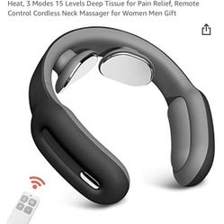 Electric Pulse Neck Massager Intelligent Neck Massager with Heat, 3 Modes 15 Levels Deep Tissue for Pain Relief, Remote Control Cordless