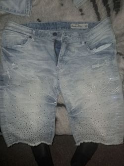 smoke rise rhinestone denim shorts