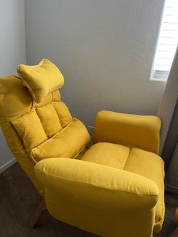 New Modern Minimalist Tech Fabric Solid Wood Square Reclining Accent Chair With Backrest & Armrest For Living Room