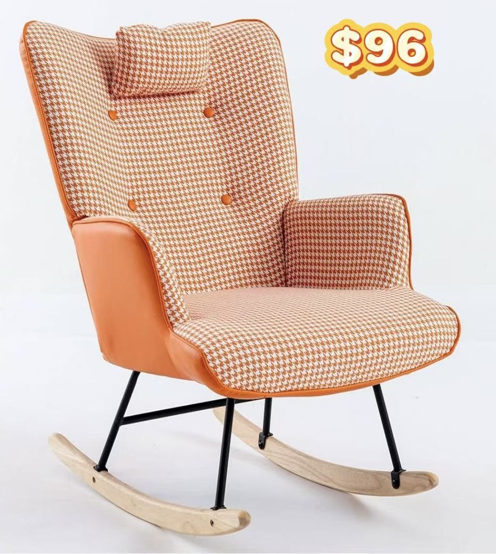 😀 Rocking Chair Nursery, Upholstered Glider Rocker with High Backrest, Reading Chair Modern Rocking Accent Chairs Glider Recliner for Living Room,