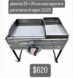 Plancha De 24” Con Vaporera Para Tacos Al Vapor | Incluye Manguera Y Regulador