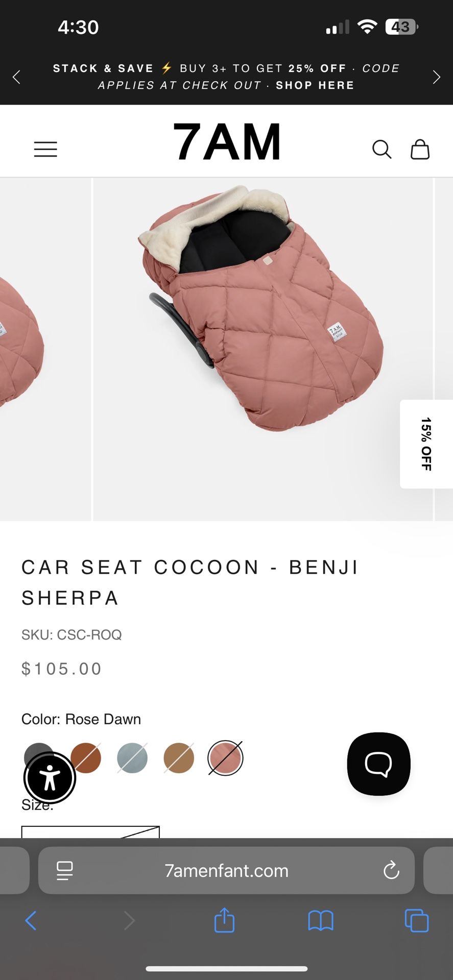 7AM ENFANT Car Seat Cocoon 0-12 Month