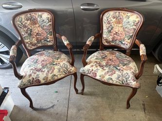 Pair of French Provincial Floral Armchairs