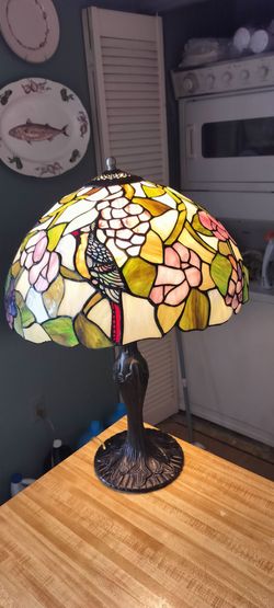 NICE STAINED GLASS WITH FLOWERS AND BIRD DESIGNS