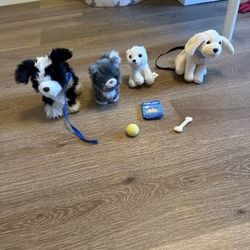 American girl doll dog (white and black) and cat Our generation dog (white)