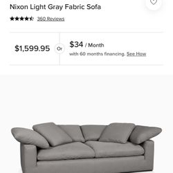Nixon Loveseat Cloud Couch Gray Fabric City Furniture Sofá FREE DELIVERY
