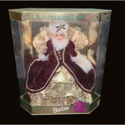 Vintage 1996 Happy Holidays Barbie Special Edition #15646 NIB Sealed Burgundy