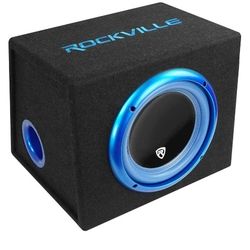 Rockville RVB10.1A 10 Inch 500W Active Car Subwoofer with Enclosure, Built-in Class AB Amplifier, Adjustable Bass Boost, Compact Design, for Car Audio