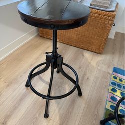 Wood and metal adjustable bar stools (2)