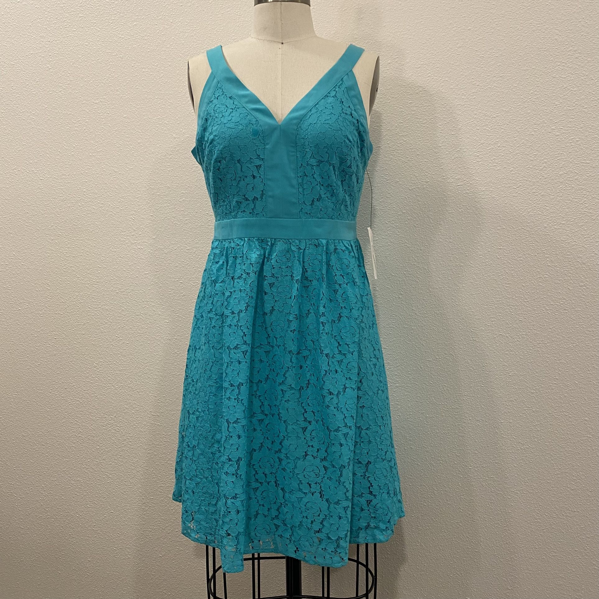 New Nicole Miller dress size 4 aqua Turquoise Blue Lace 