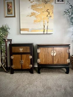 Midcentury Chin Hua Nightstand and post production chin hua nightstand.