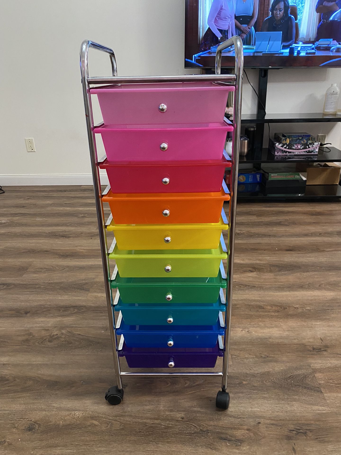 10 Drawer Rainbow Rolling Cart