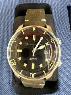 Spinnaker Bradner SP‑5057 Men’s Diver Watch Ink Black Automatic Leather Box Exce