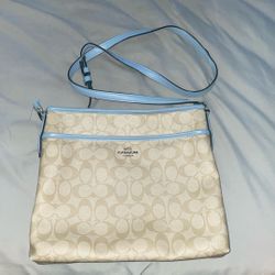 Coach Light Blue/Tan Handbag 