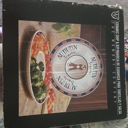 Auburn Ceramic Chips, Dip and Salsa Plate