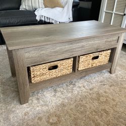 Coffee Table With Baskets Storage