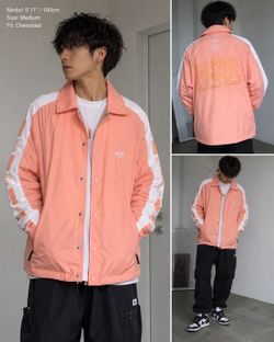 Rare BSRABBIT Korean Streetwear Coach Jacket Peach Pink NWT Medium
