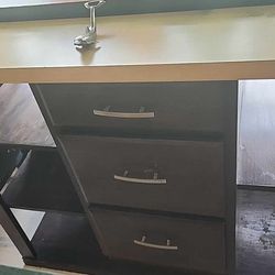 Counter Height Table With Shelves And Drawers