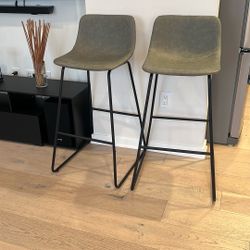 ITHACA - INDUSTRIAL GREY ECO-LEATHER BAR STOOL (SET OF 2)