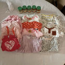 3-9 Month Baby Girl Clothes Lot & Food