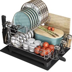 Stainless Steel Dish Rack With Drying Mat