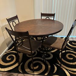 BOWERY HILL 5-Piece Kitchen Dining Set for Dining Room, Kitchen, Dinette with Round Dining Table, 4 Dining Chair Seat
