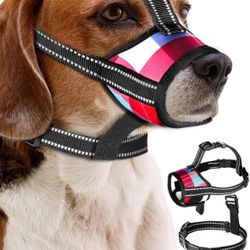 Brand New  Bistup  Dog Muzzle Anti Biting Barking Chewing with Collar Three Reflective Strip Adjustable  Medium Sized Dog  $10