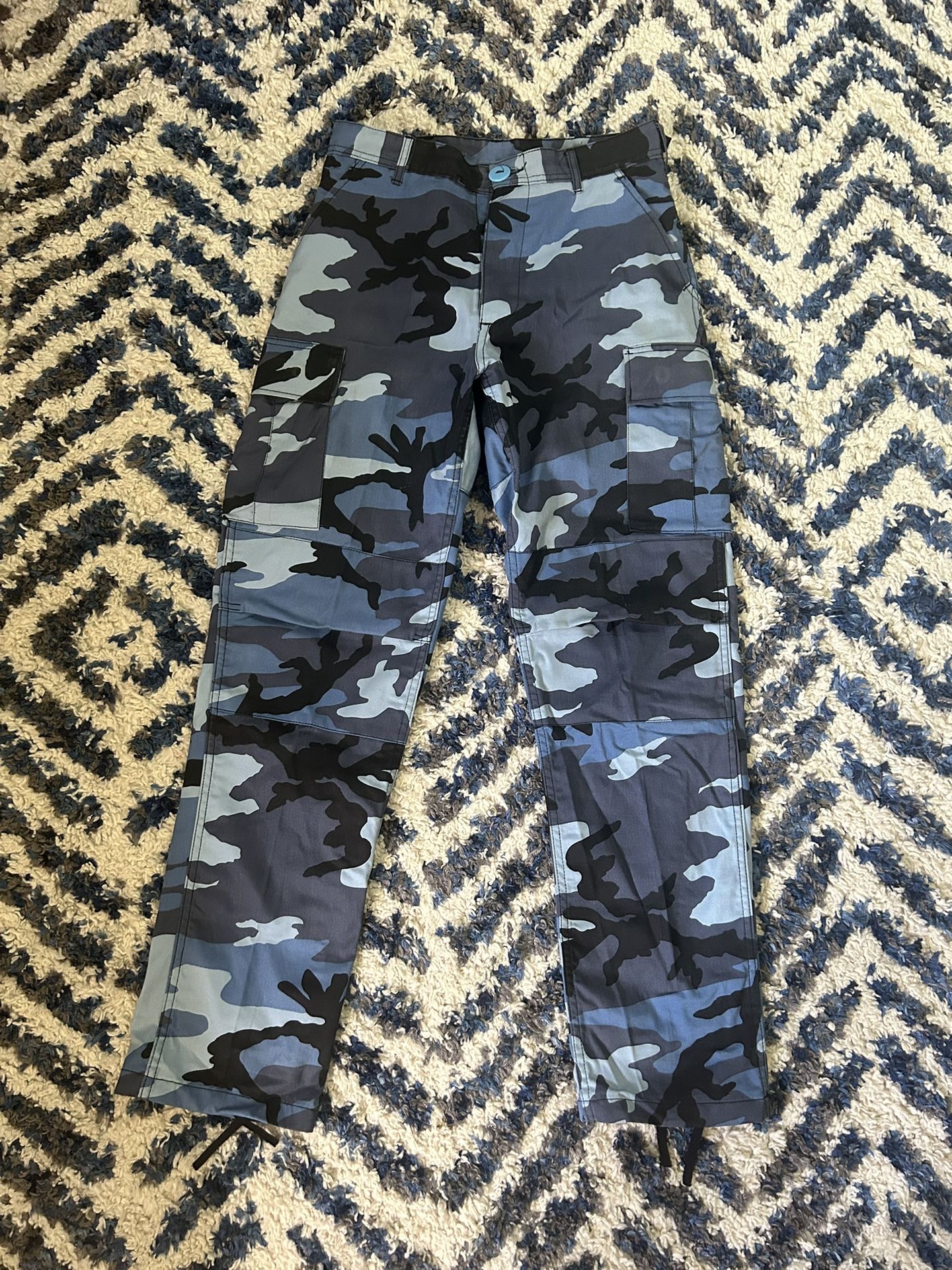 Blue Camo Cargo Pants