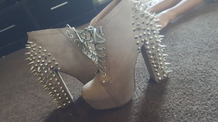 Studded bootie heels