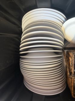 30 fancy plastic plates, used once.