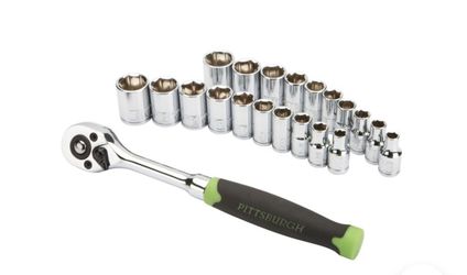 PITTSBURGH 1/4 in. Drive SAE & Metric High Visibility Socket Set, 21 Pc.