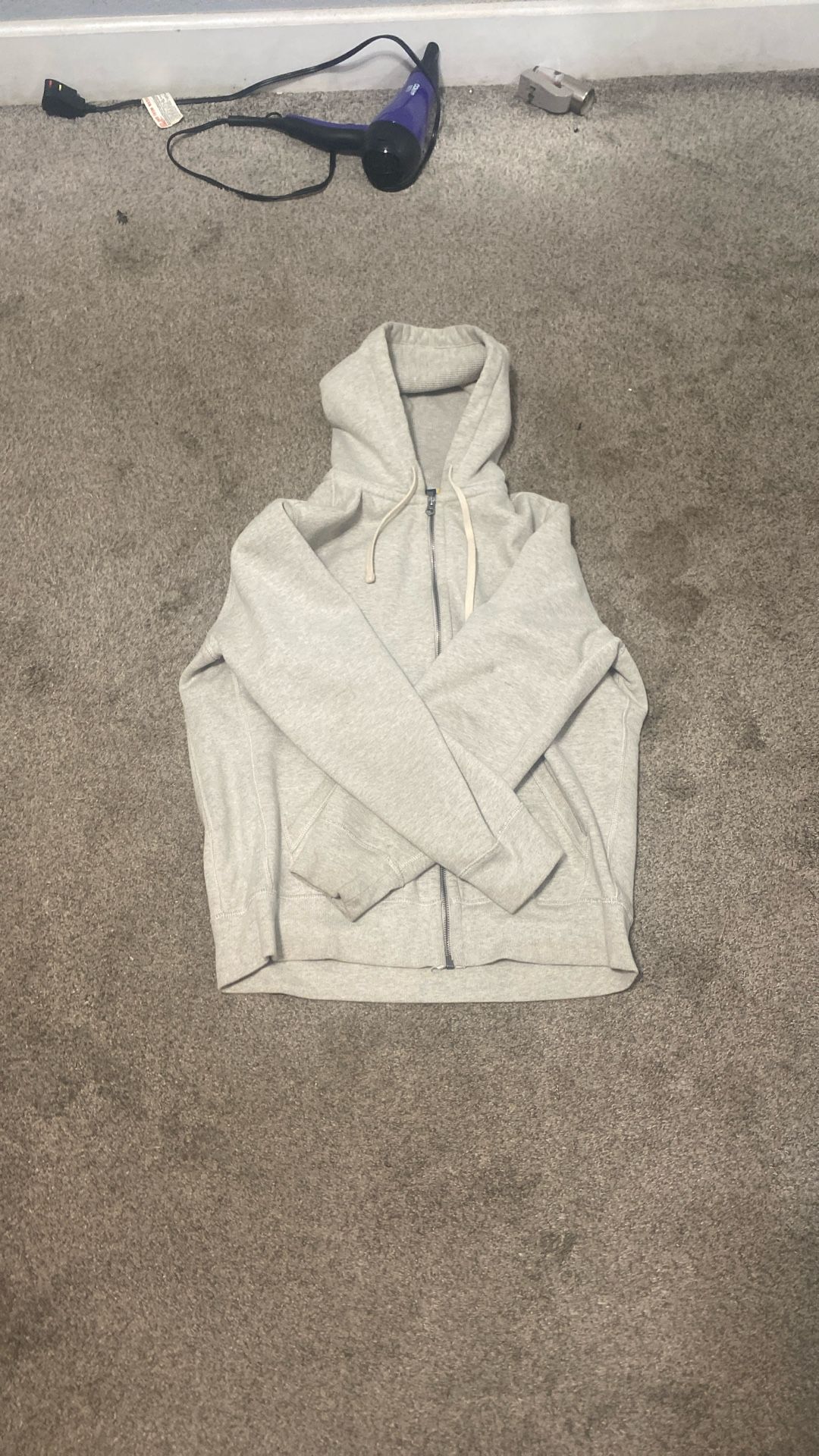 grey polo hoodie size large 