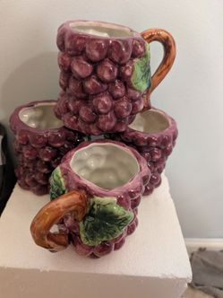 Ceramic Grape Cluster Mugs Set of 4