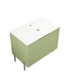 Green Bathroom Vanity Cabinet with Marble Top