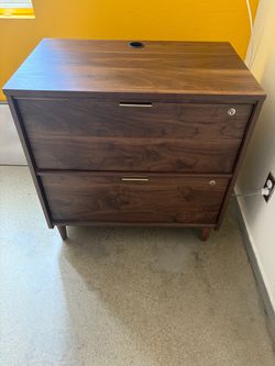 Mid-Century Walnut 2-Drawer Lateral File Cabinet