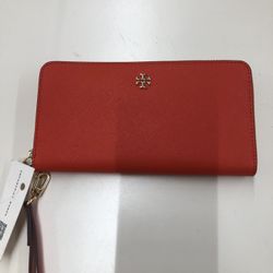 Tory Burch Orange Zip Long Wallet
