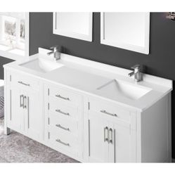 OVE Decors Parkway 72" Bath Vanity w/ Quartz Top in White $1,300