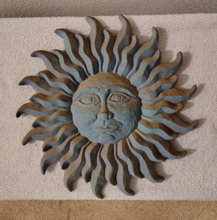 Sun face, sand sculpture, hanging wall art