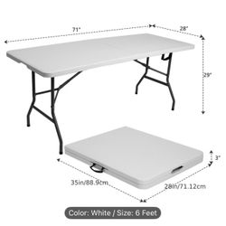 6 FT- Plastic Folding Table