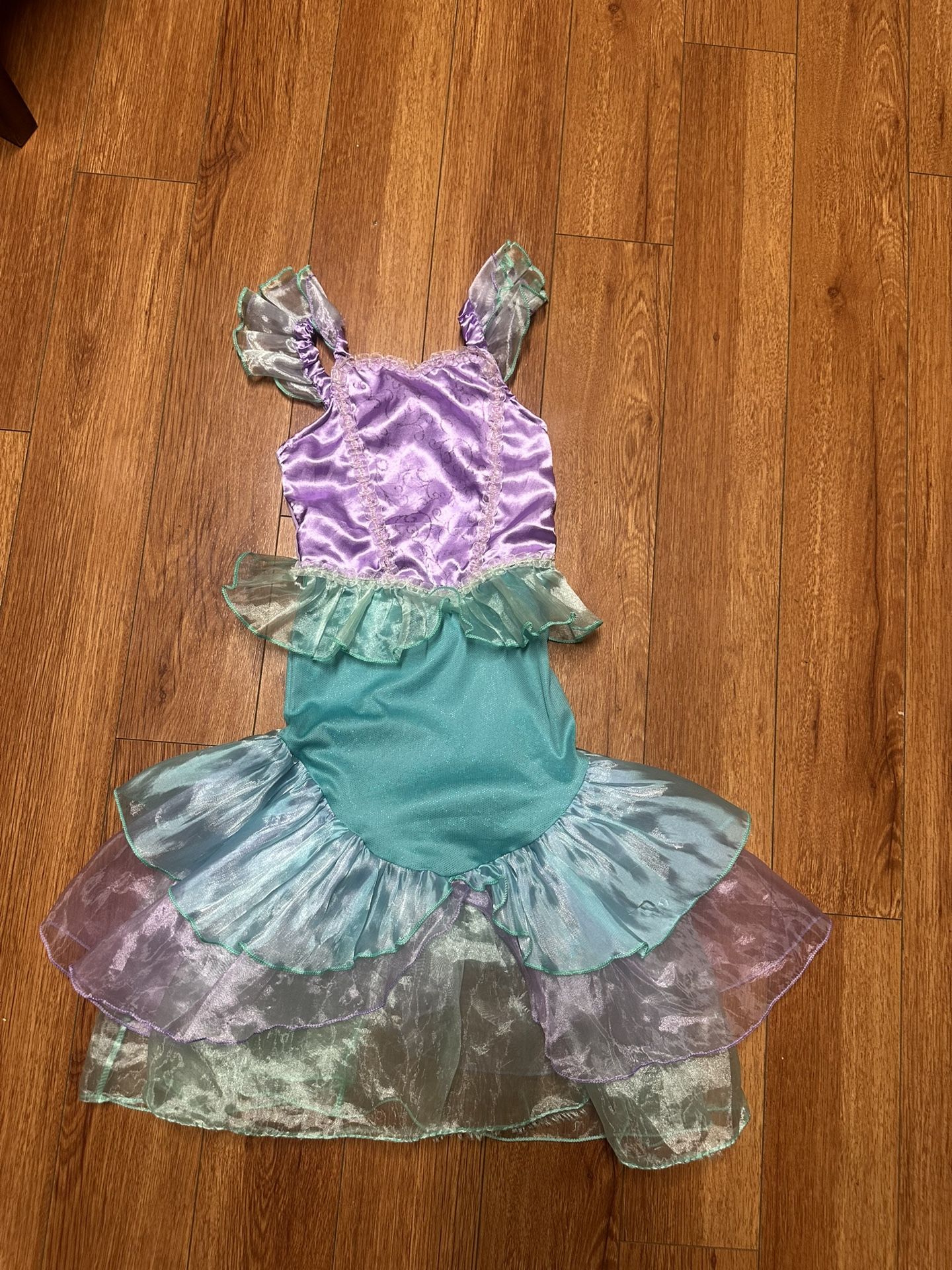 3-4 Yers Little Girls Mermaid Princess Costume for Girls Dress Up Party with Gloves,Crown Mace