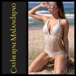 NEW!  Catherine Malandrino crochet monokini in white (S)