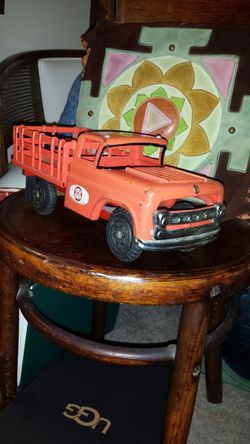 Rare Marusan 1950s pressed steel mint truck pull unique ticker front axle