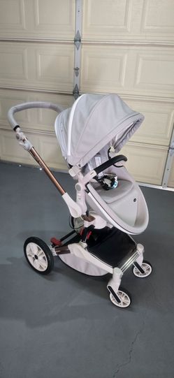 Hot Mom Baby Stroller 360 Degree Rotation Function 2in1, bassinet PU leather Baby Carriage.