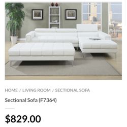 White Sectional Sofa - Ottoman Sold Separately 